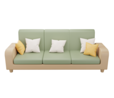 3d verde poltrona con cuscino su trasparente sfondo. divano. sedia. mobilia per il casa. 3d interpretazione