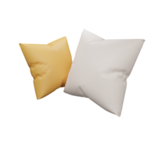 Oreiller blanc et jaune 3d sur fond transparent. rendu 3d png