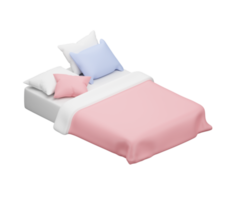 3D bed with pink soft duvet png