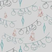 Vector hand drawn seamless pattern. Christmas, winter doodle elements. Isolated on white background. Trees, wreaths, presents, sweets, gingerbread. For background, print, textile, fabrics, gift bags