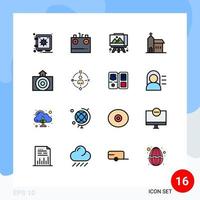 Set of 16 Modern UI Icons Symbols Signs for earthquake historic energy church building Editable Creative Vector Design Elements