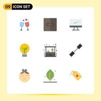 conjunto de 9 iconos de interfaz de usuario modernos signos de símbolos para lámpara de inversión computadora idea pc elementos de diseño vectorial editables vector