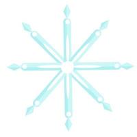 ilustración vectorial de un copo de nieve en color azul con patrones y puntas afiladas vector