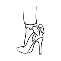 Woman shoes icon isolated on white background. Colorful hand drawn vector fashion illustration. Beauty and glamour concept.