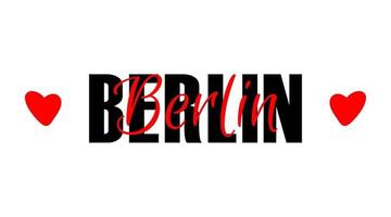 Berlin city name typographic print. Travel lettering card isolated on white background. Beautiful t-shirt print template with text. vector