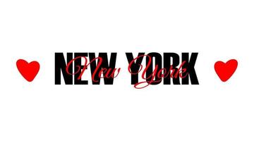 New York city name typographic print. Travel lettering card isolated on white background. Beautiful t-shirt print template with text. vector