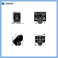 4 User Interface Solid Glyph Pack of modern Signs and Symbols of install web save favorite plus Editable Vector Design Elements