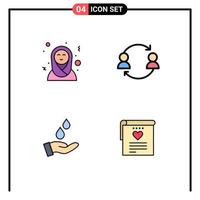 Universal Icon Symbols Group of 4 Modern Filledline Flat Colors of arab women water avatar transfer power Editable Vector Design Elements