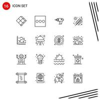 16 Universal Outline Signs Symbols of business grains power garden agriculture Editable Vector Design Elements