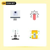 Pack of 4 creative Flat Icons of computer internet online test router Editable Vector Design Elements