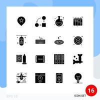 User Interface Pack of 16 Basic Solid Glyphs of sports accessory punching bag laboratory boxing bag planning Editable Vector Design Elements