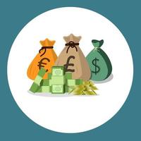 dollar, euro, pound. a pile of money icon isolated on white background. concept of financial stability. Vector illustration