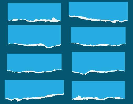 Ripped blue color paper vector big set