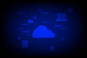 Cloud data storage concept. Infographic of cloud computing and data Communication of business and financial on blue background. Synchronize and protect private data. vector