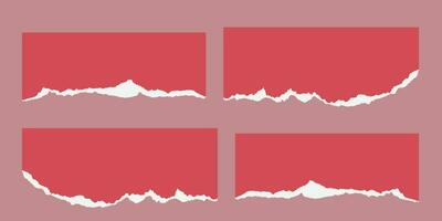 Best red color torn paper effect set vector