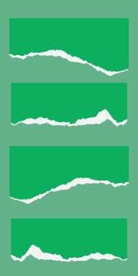 Ripped template green color torn paper set
