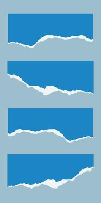 Blue color torn paper design vector background  set