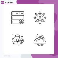 User Interface Pack of 4 Basic Filledline Flat Colors of database office career accept cloud Editable Vector Design Elements