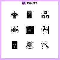 Pack of 9 Modern Solid Glyphs Signs and Symbols for Web Print Media such as arrow discount mobile commerce school Editable Vector Design Elements