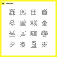 Modern Set of 16 Outlines Pictograph of education corporation glasses business basic Editable Vector Design Elements