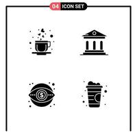 Pictogram Set of 4 Simple Solid Glyphs of coffee marketing university court vision Editable Vector Design Elements