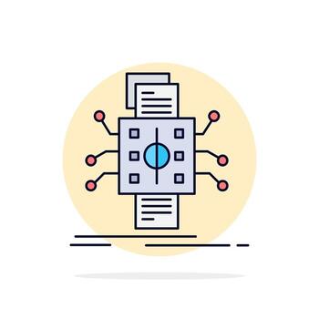 análisis datos datum procesamiento informes color plano icono vector