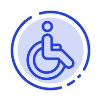 Wheelchair Bicycle Movement Walk Blue Dotted Line Line Icon vector