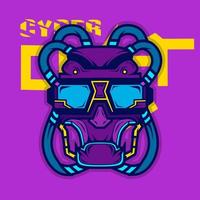 Robot cyberpunk blue design with dark background. Abstract technology vector illustration.