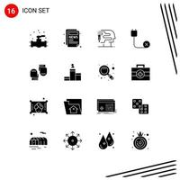 paquete de iconos vectoriales de stock de 16 signos y símbolos de línea para guantes de boxeo dispositivos de hardware de impresión elementos de diseño vectorial editables vector