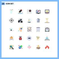 Modern Set of 25 Flat Colors Pictograph of notification essentials stationery seo marketing Editable Vector Design Elements