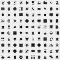 Set of 100 Business Solid Glyph icons vector