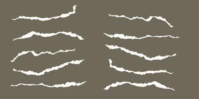 White color torn paper with ripped edges big set vector