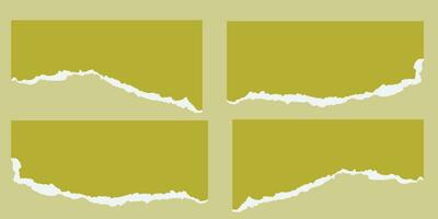 Green lizard color torn paper effect set vector