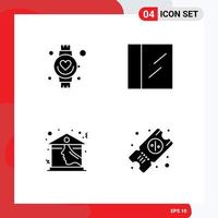 User Interface Pack of 4 Basic Solid Glyphs of beat roof watch home tickets Editable Vector Design Elements