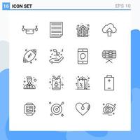 Modern Set of 16 Outlines and symbols such as cloud upload page arrow present Editable Vector Design Elements