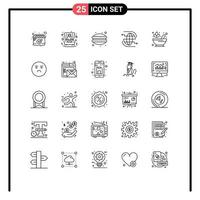 Set of 25 Modern UI Icons Symbols Signs for pharmacy arrow dinner communication globe Editable Vector Design Elements