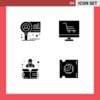 Solid Glyph concept for Websites Mobile and Apps chart start research project cpu Editable Vector Design Elements