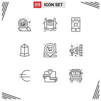 Pack of 9 creative Outlines of shopping crypto currency camera crypto lisk Editable Vector Design Elements