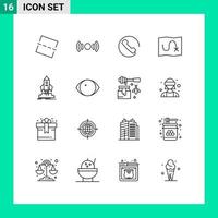 Outline Pack of 16 Universal Symbols of shuttle startup answer launch route Editable Vector Design Elements