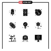 Solid Glyph Pack of 9 Universal Symbols of green ecology keys watch fashion Editable Vector Design Elements