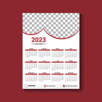 Vector libre de plantilla de diseño de calendario de pared de una página 2023