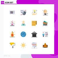 16 User Interface Flat Color Pack of modern Signs and Symbols of love coffee masks science bulb Editable Pack of Creative Vector Design Elements