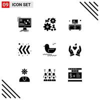 9 User Interface Solid Glyph Pack of modern Signs and Symbols of canada duck cabinet left arrow Editable Vector Design Elements