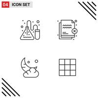 Mobile Interface Line Set of 4 Pictograms of experiment moon lab protection ramadan Editable Vector Design Elements