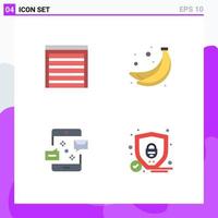 4 User Interface Flat Icon Pack of modern Signs and Symbols of door email house fruit message Editable Vector Design Elements