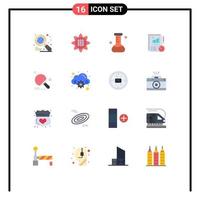 Set of 16 Vector Flat Colors on Grid for ping pong sport flask racket report Editable Pack of Creative Vector Design Elements