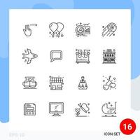 Pack of 16 creative Outlines of plane airplane graph investment dollar coin Editable Vector Design Elements