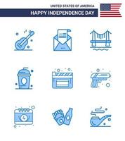 Stock Vector Icon Pack of American Day 9 Line Signs and Symbols for independece drink mail cole cityscape Editable USA Day Vector Design Elements