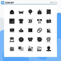 25 Universal Solid Glyphs Set for Web and Mobile Applications image interior business mailing email Editable Vector Design Elements