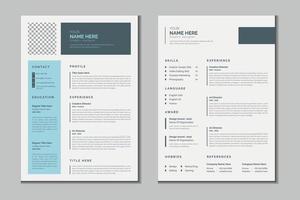 curriculum vitae de doble página o diseño de plantilla de cartera cv vector